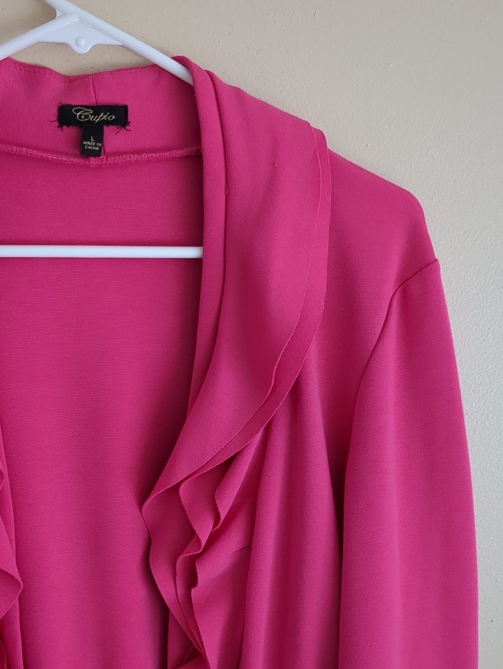 Large Cupio Hot Pink Ruffle Long Line Jacket - Picture 2 of 14